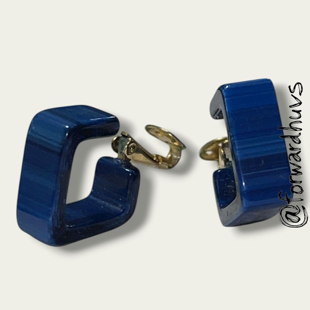Bundle Sale 3 for $15 | Vintage Blue Clip-On Earrings – Glossy
